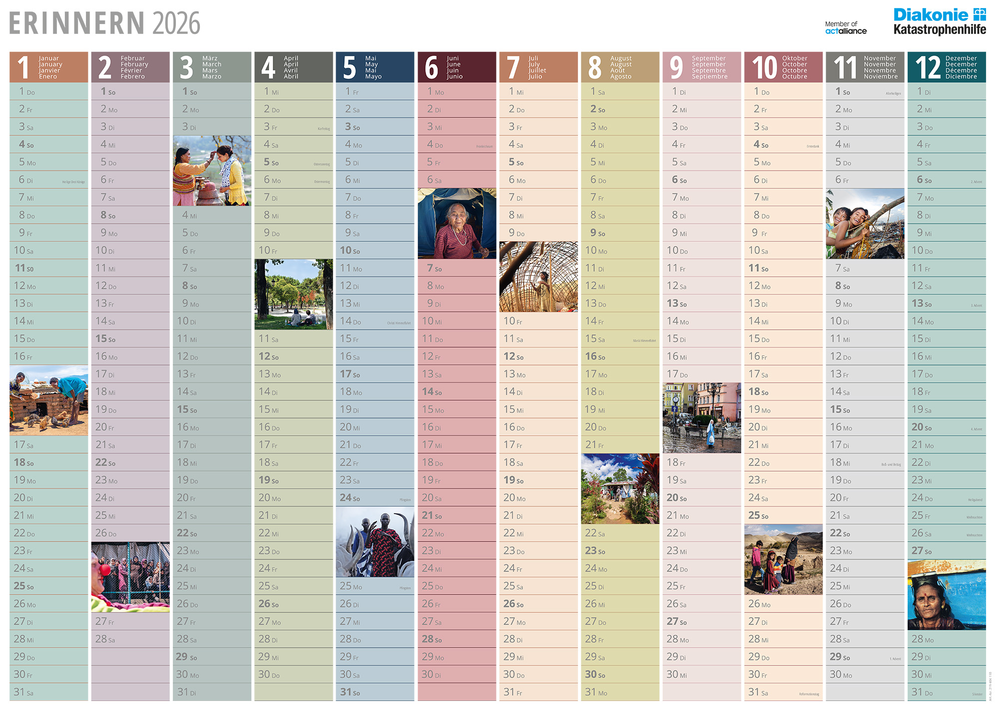 Kalenderposter „Erinnern 2026“ Diakonie Katastrophenhilfe