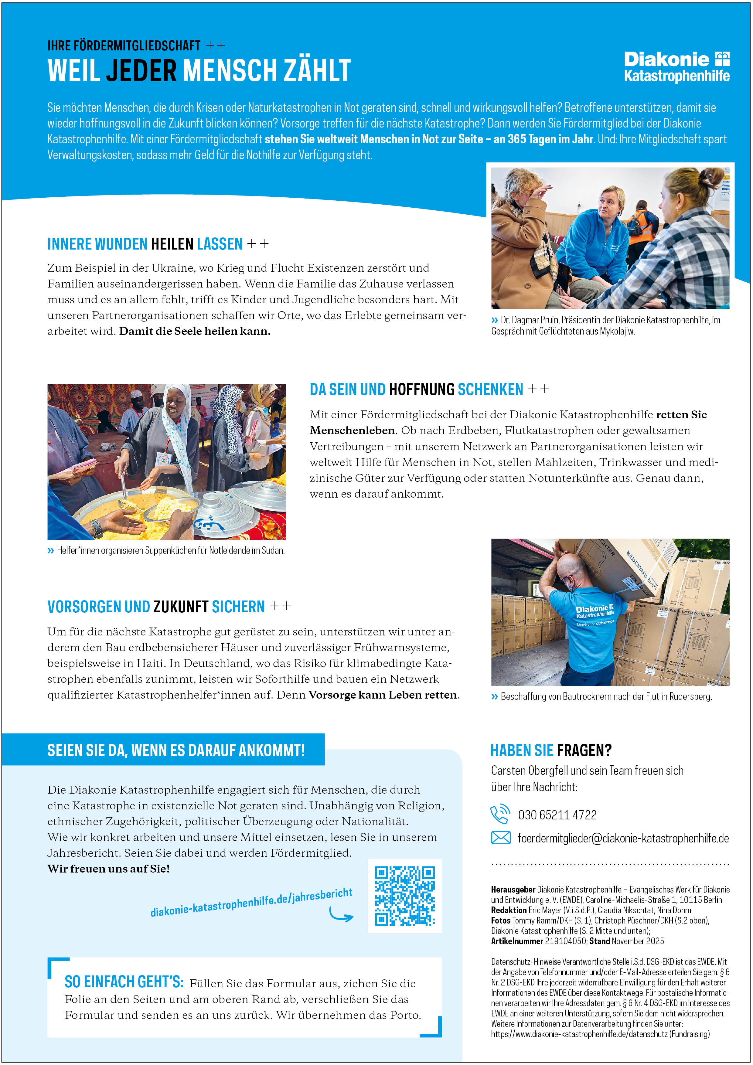 Selfmailer Fördermitglieder Diakonie Katastrophenhilfe